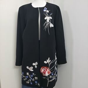 Tahari Black Floral Embroidered Blazer